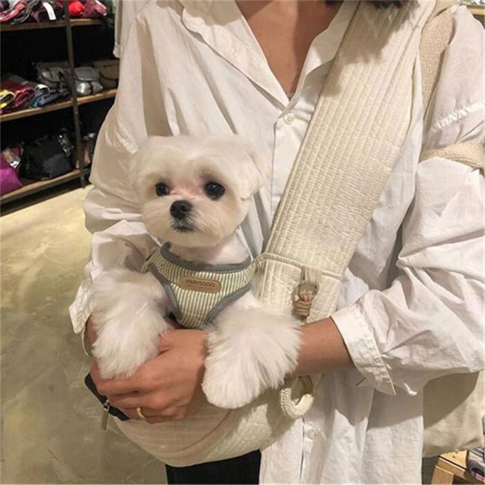 Canvas Pet Sling Carrier Bag Comfortable Travel Tote for Small Dogs - Image 3