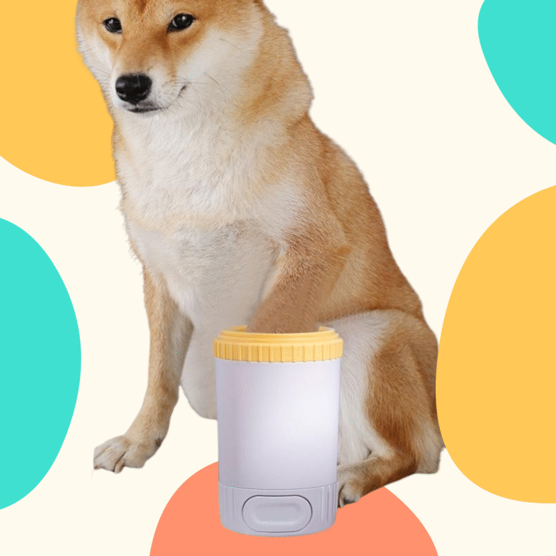 Dog paw cleaner cup with silicone brush and complete paw care kit accessories